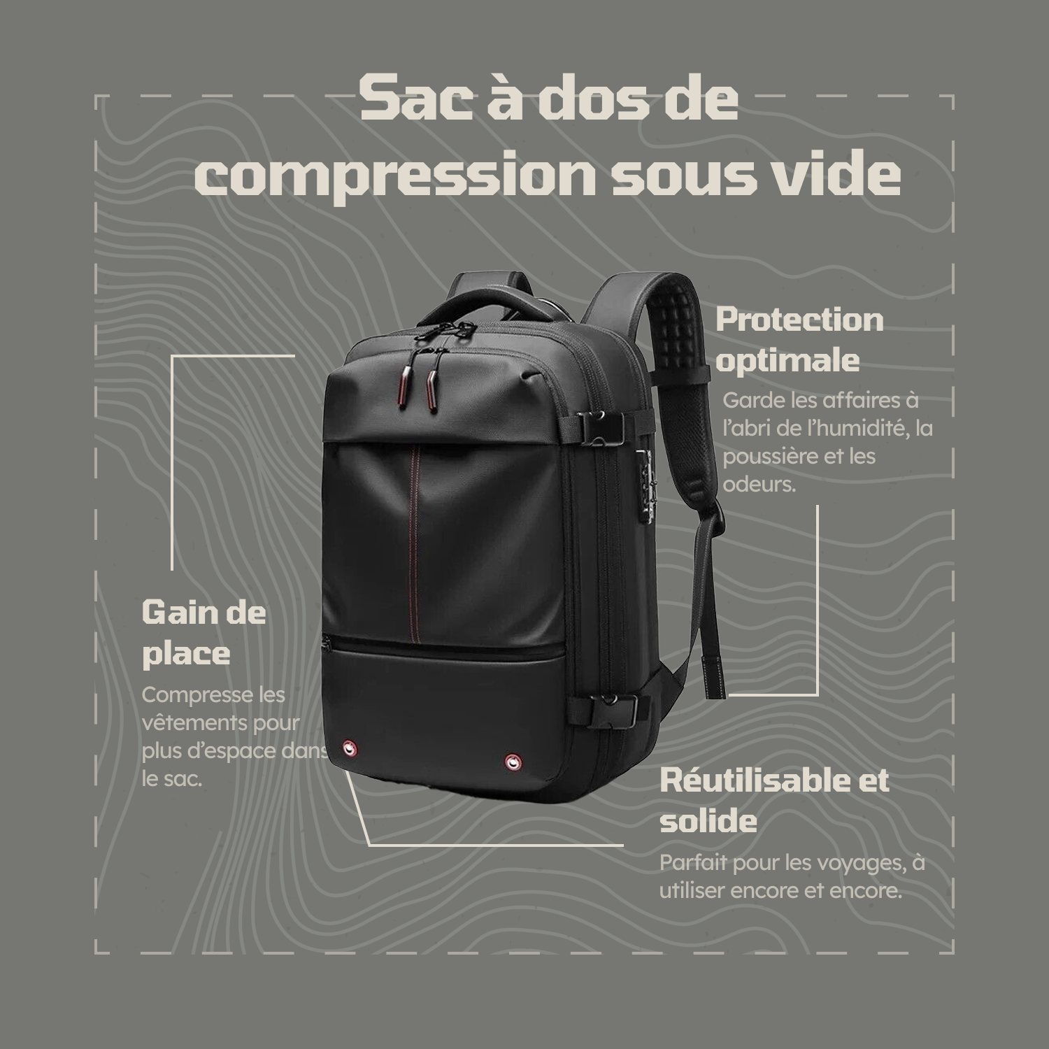 Sac à dos de compression sous vide