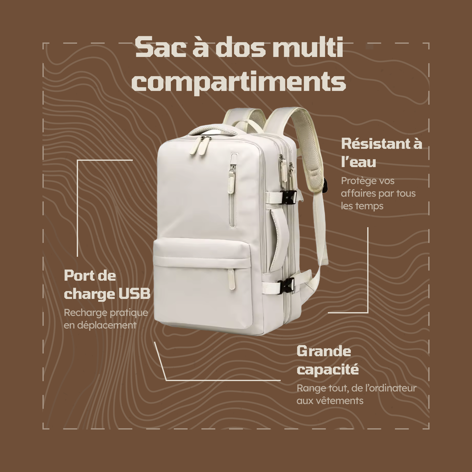 Sac à dos multi compartiments